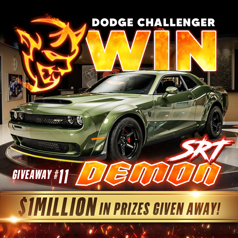 Giveaway #11 — Dodge Challenger SRT Demon — $1 million in prizes given away